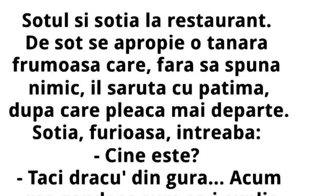 Imagine Stire BANC | Soțul și soția, la restaurant. De el se apropie o tânără frumoasă care îl sărută, fără să spună nimic | 2review.ro