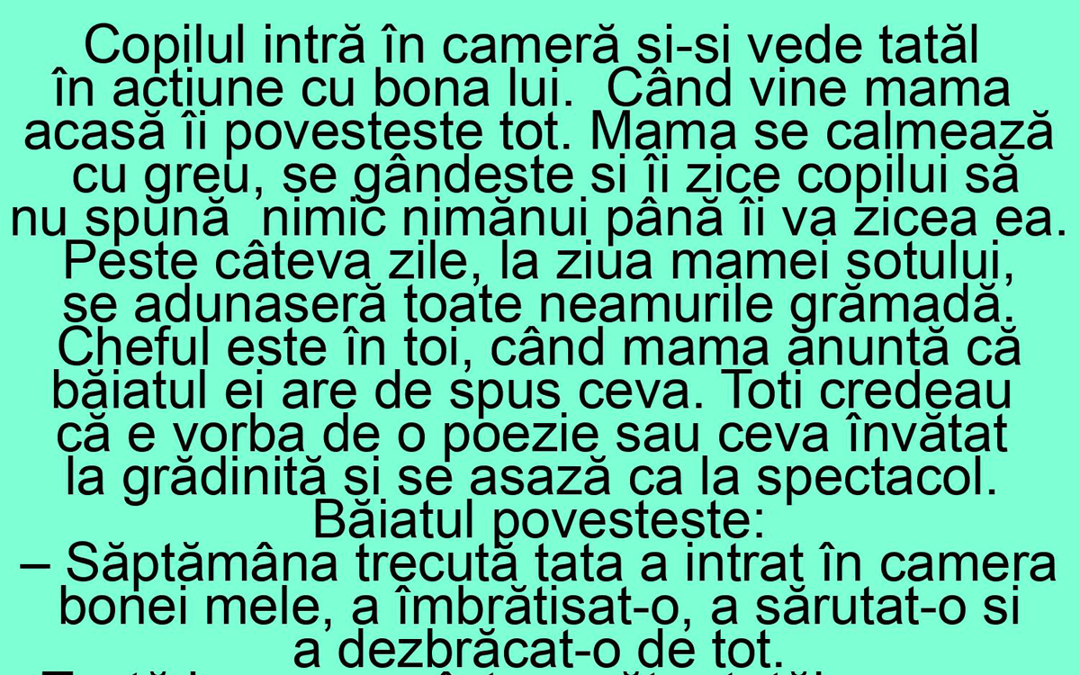 Imagine Stire BANC | Copilul intră în cameră și-și vede tatăl în acțiune cu bona lui | 2review.ro