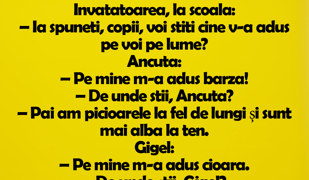 Imagine Stire BANC | Învățătoarea, la școală: „Ia spuneți, copii, voi știți cine v-a adus pe voi pe lume?” | 2review.ro