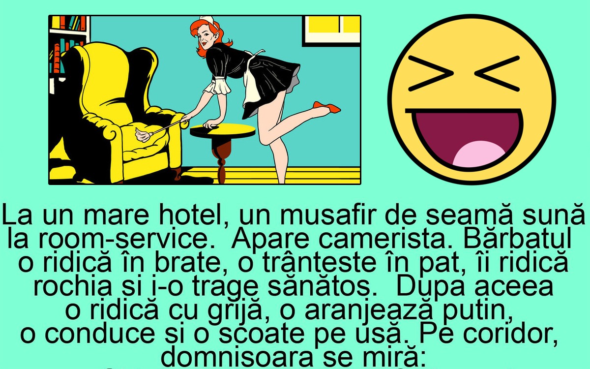 Imagine Stire BANC | La un mare hotel, un musafir de seamă sună la room-service. Apare camerista. Bărbatul o ridică în brațe, o trântește în pat, îi ridică rochia și.. | 2review.ro