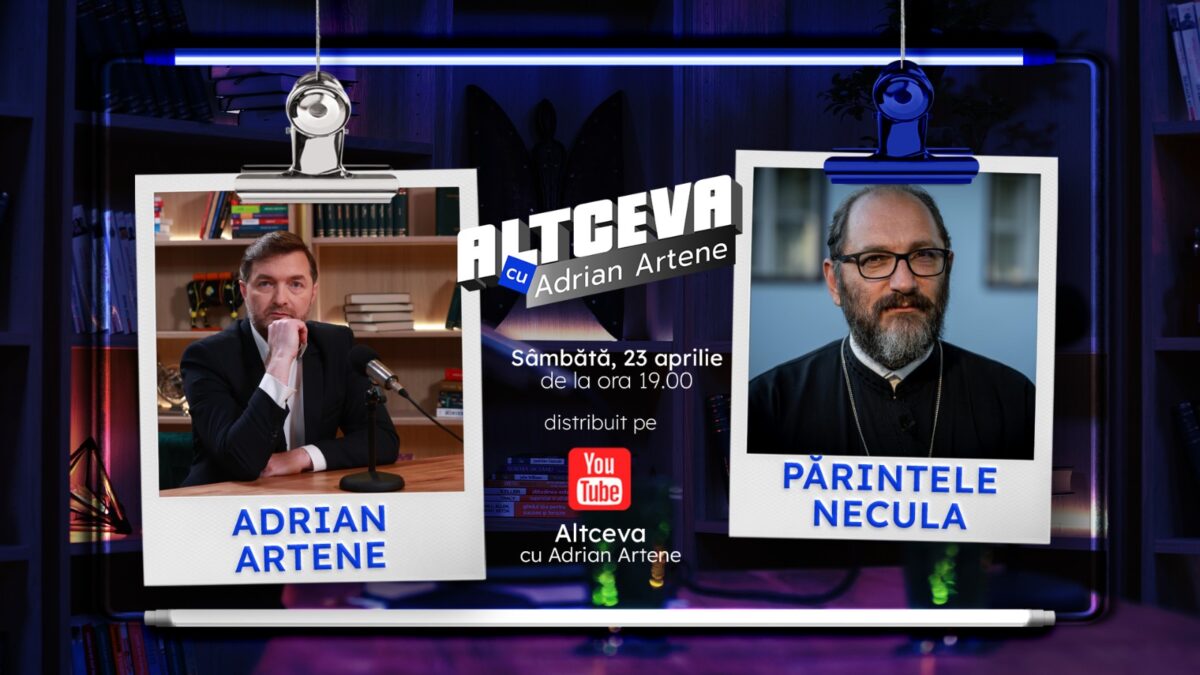 Podcastul „Altceva cu Adrian Artene”, în care este invitat Părintele Necula, va fi difuzat sâmbătă, 23 aprilie, de la ora 19, pe YouTube