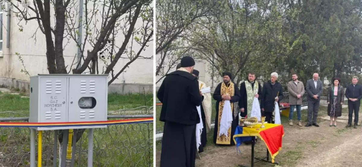 De-a râsu`-plânsu` în 2022 ! Branșare cu gaz inaugurată cu sobor de preoți într-o comună din Botoșani