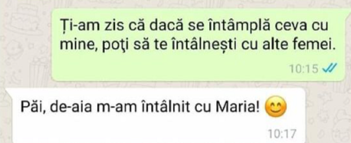 Imagine Stire BANC | ”Ți-am zis că dacă se întâmplă ceva cu mine, poți să te întâlnești cu alte femei”- ”Păi, de aia m-am întâlnit cu Maria” | 2review.ro