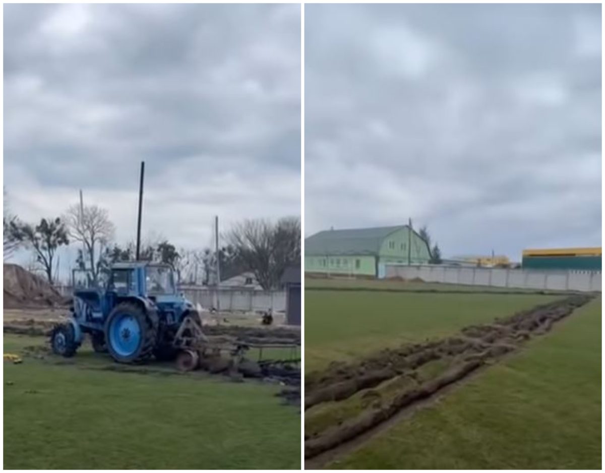 După ce rușii au distrus un oraș, au vrut să scrie litera ”Z” pe un teren de fotbal din Ucraina. ”Amprenta” pe care și-au lăsat-o a devenit virală