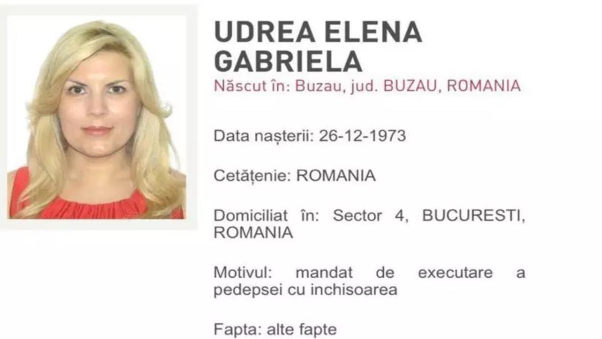 Elena Udrea a fost dată în urmărire generală