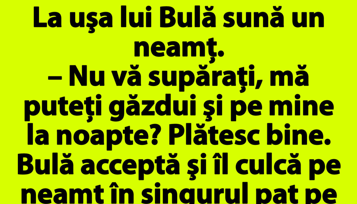 Imagine Stire BANC | La uşa lui Bulă sună un neamţ: „Nu vă supăraţi, mă puteţi găzdui şi pe mine la noapte? Plătesc bine” | 2review.ro