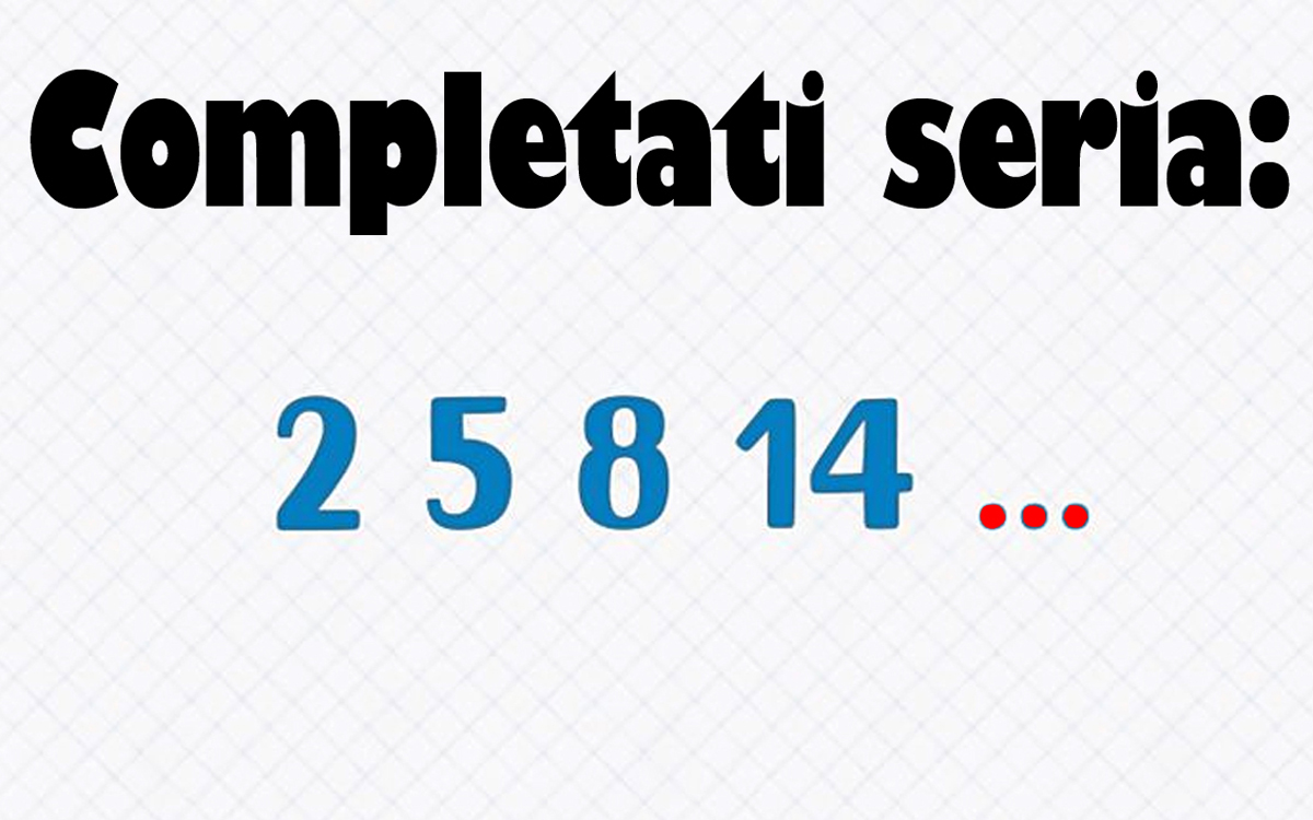 Cel mai simplu test IQ | Completați seria: 2, 5,8, 14. Ce număr urmează?