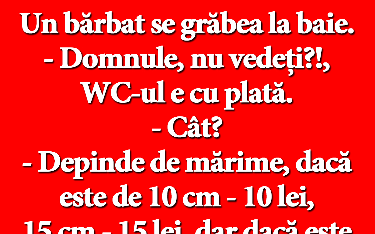 Imagine Stire BANCUL ZILEI | Un bărbat se grăbea la baie: „Domnule, nu vedeți?!, WC-ul e cu plată” | 2review.ro