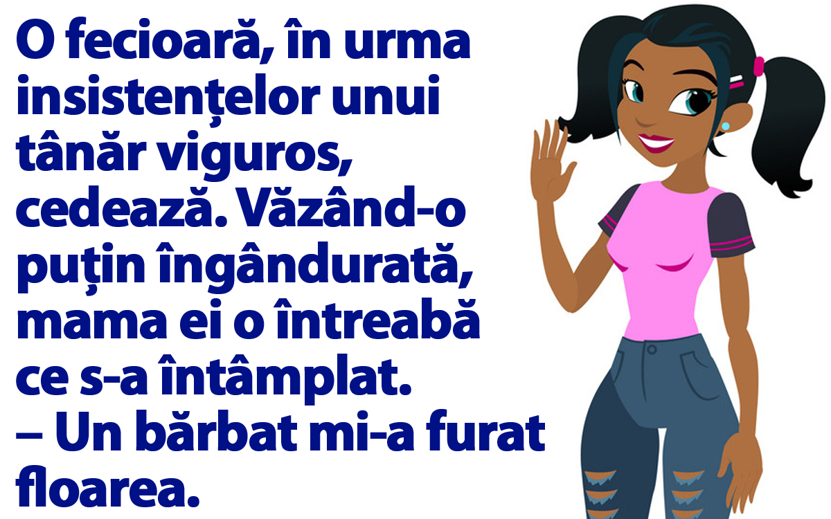 Imagine Stire BANCUL ZILEI | O fecioară, în urma insistențelor unui tânăr viguros, cedează | 2review.ro