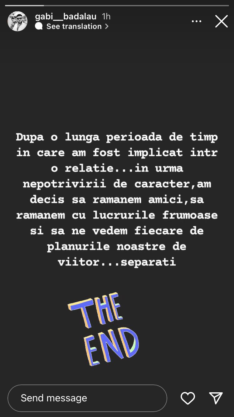 Postarea de adio a lui Gabi Bădălău