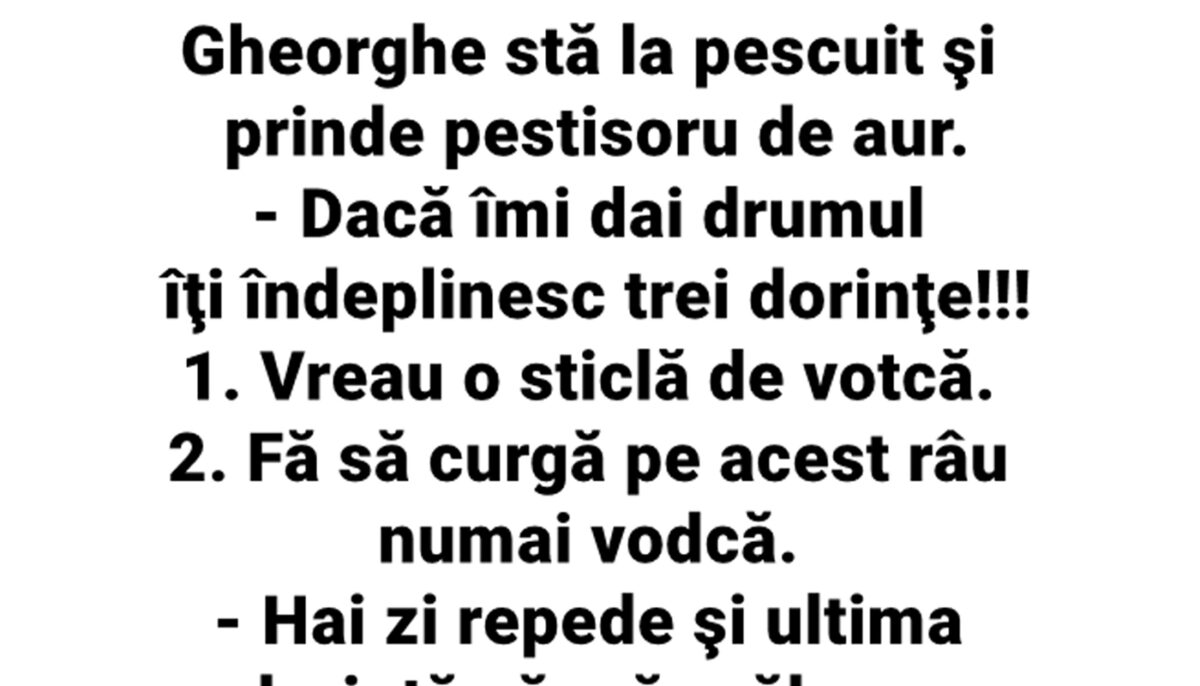 Imagine Stire BANC | Gheorghe prinde peștișorul de aur: „Dacă îmi dai drumul, îți îndeplinesc 3 dorințe!” | 2review.ro