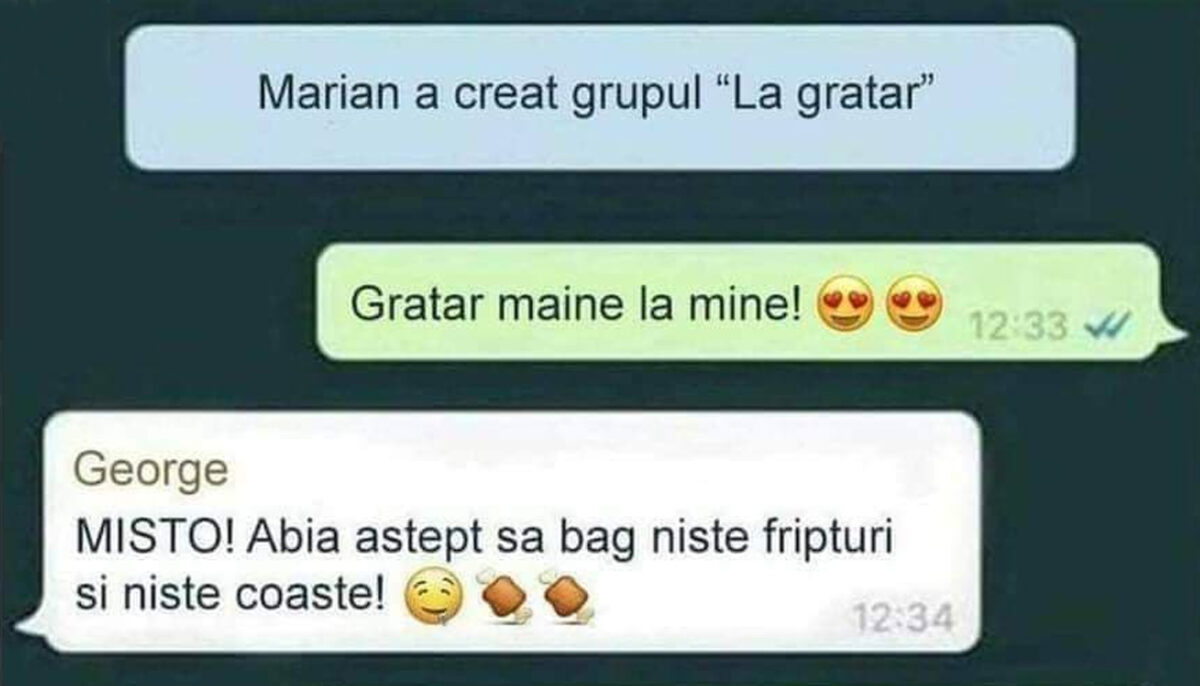 Imagine Stire BANCUL ZILEI | Marian a creat grupul „La grătar”: „E cineva vegan pe aici?” | 2review.ro