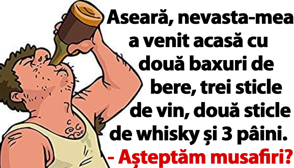 Imagine Stire Bancul de duminică | Aseară, nevasta-mea a venit acasă cu 2 baxuri de bere, 3 sticle de vin, 2 sticle de whisky și 3 pâini | 2review.ro