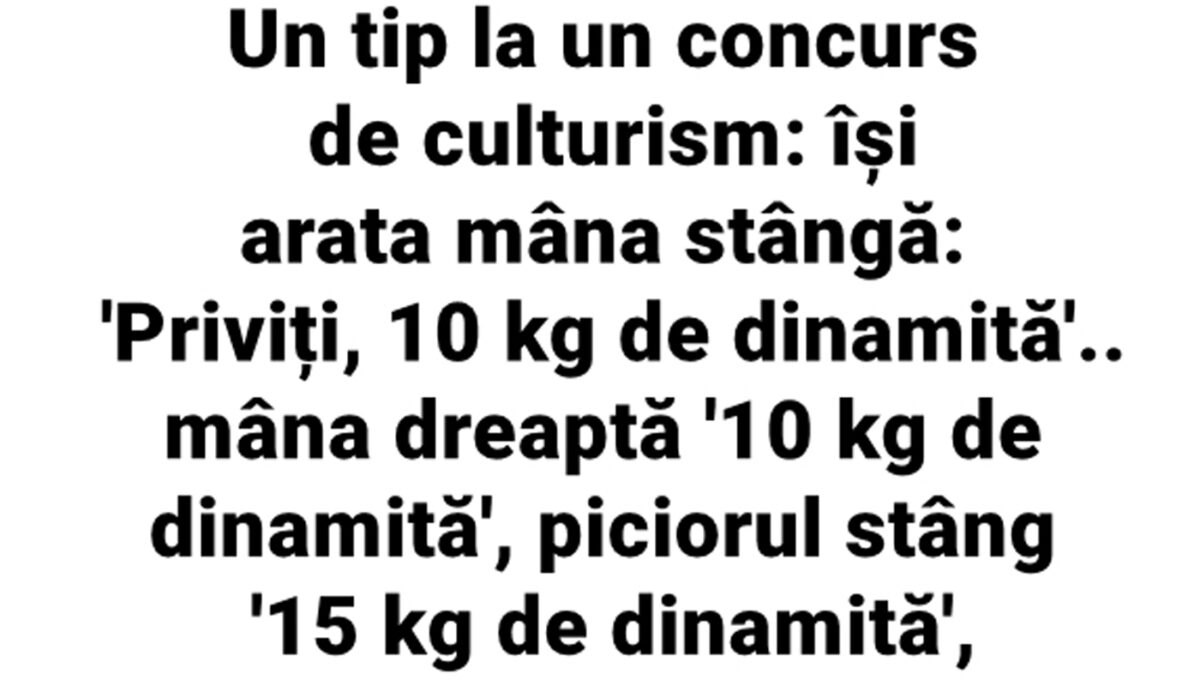 Imagine Stire BANC | Un tip, la un concurs de culturism: „Priviți, 10 kg de dinamită!” | 2review.ro