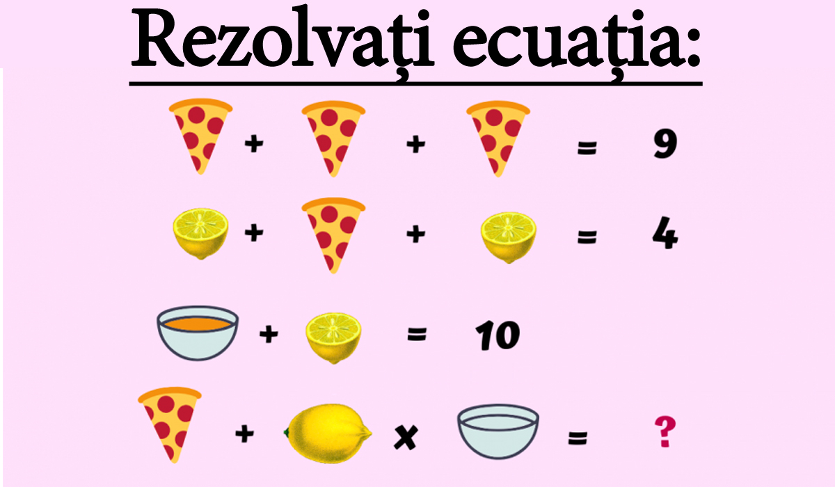 Test IQ | Rezolvați ecuația cu pizza, lămâie și ciorbă! 9 din 10 nu reușesc