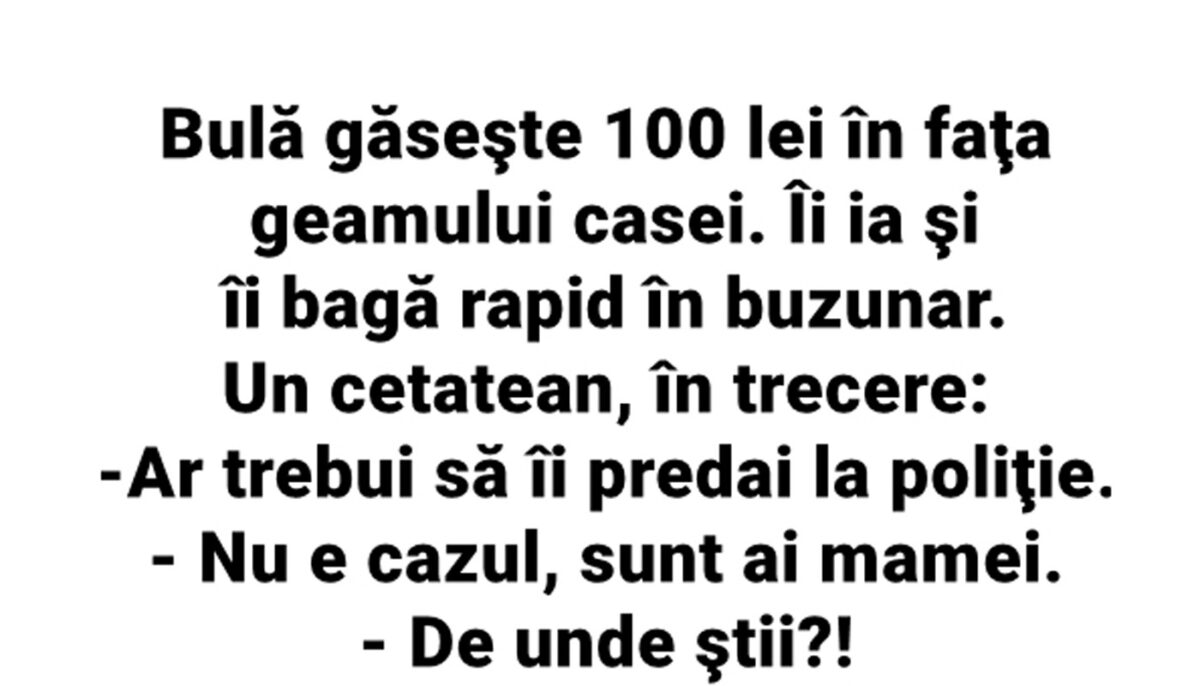 Imagine Stire BANC | Bulă găsește 100 de lei în fața geamului casei. Îi ia și îi bagă rapid în buzunar | 2review.ro