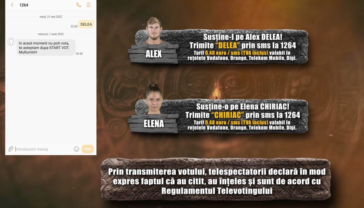 Imagine Stire Finala Survivor România 2022 de la Pro TV a fost „viciată”? Ce SMS a primit, la ora 2:50, un fan care a votat cu Alex Delea la 23:30 | 2review.ro