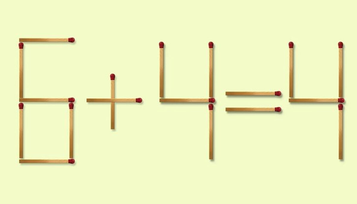 Test IQ cu chibrituri | Mutați 1 băț pentru a corecta egalitatea: 6+4=4. Doar geniile găsesc toate cele 3 soluții!