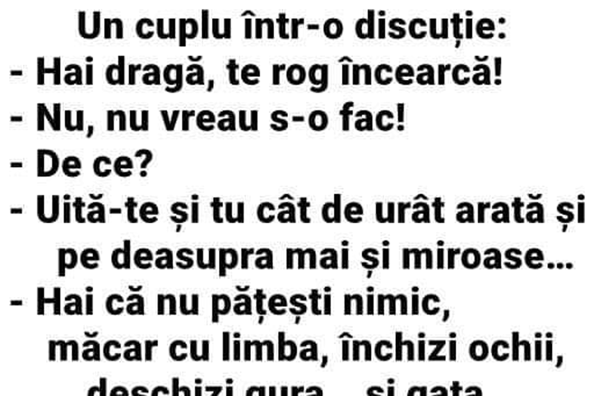 Imagine Stire BANCUL ZILEI | Un cuplu, într-o discuție: „Hai, dragă, te rog încearcă!” | 2review.ro