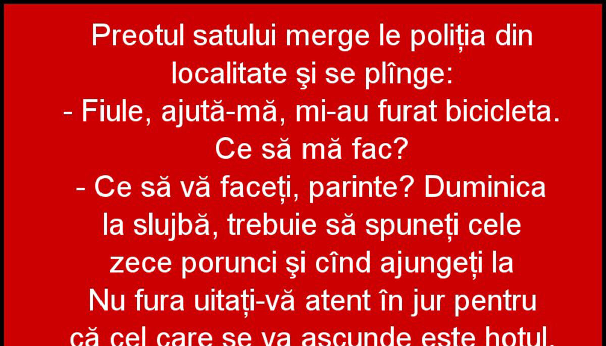 Imagine Stire BANCUL ZILEI | Preotul satului merge la Poliție: „Mi-au furat bicicleta” | 2review.ro