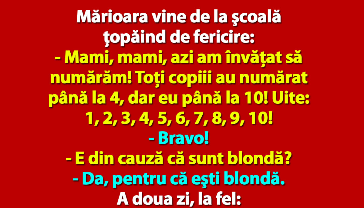 Imagine Stire BANC | Mărioara vine de la şcoală ţopăind de fericire: „Mami, mami azi am învăţat să..” | 2review.ro