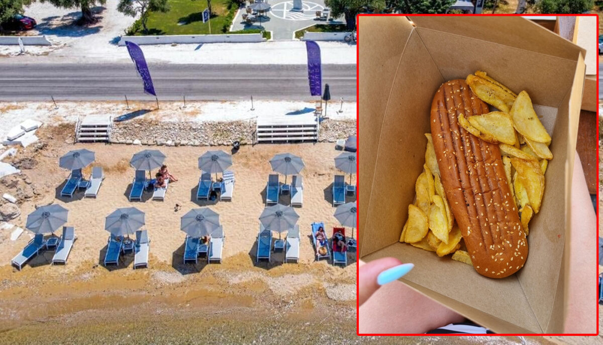 Un cuplu de turiști din Sibiu a plătit 100 de euro pentru 2 șezlonguri VIP în Thassos. Câți bani au dat românii noștri pe 4 hot dog și o porție de pizza