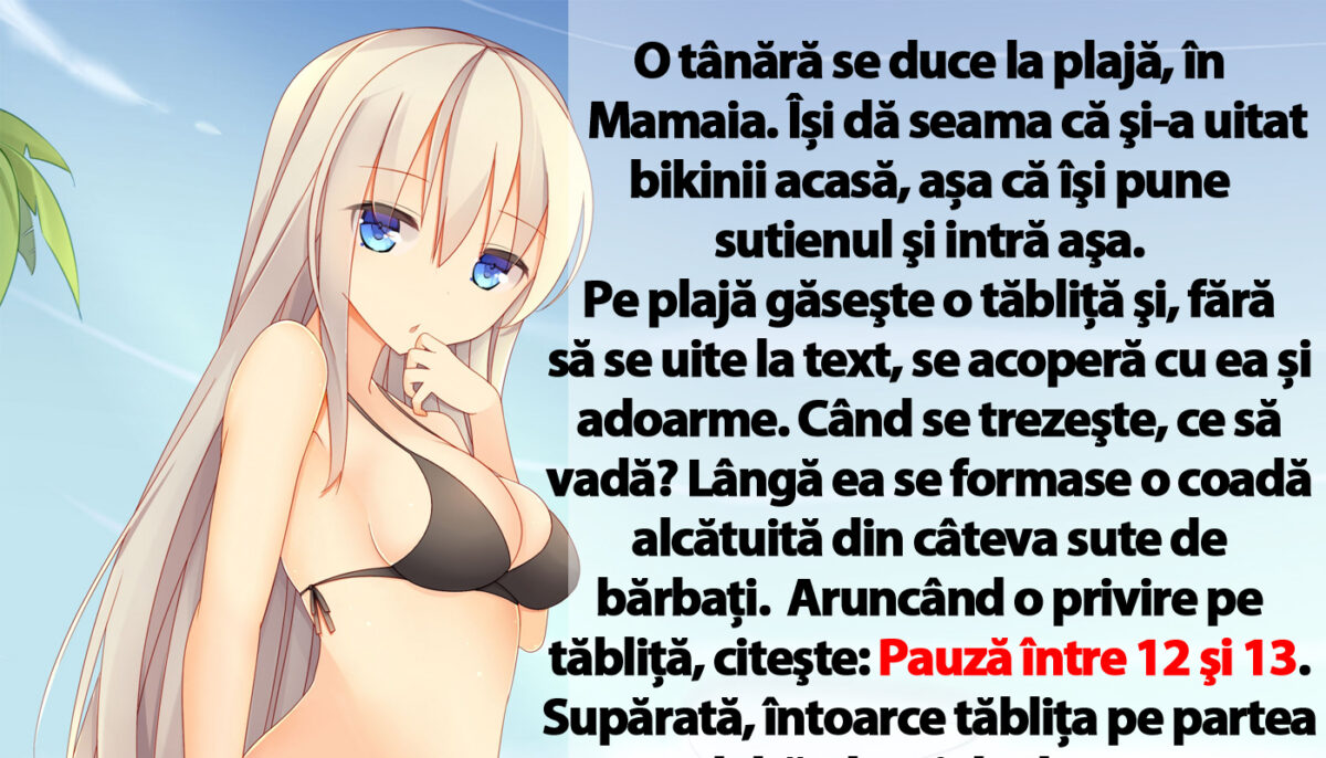 Imagine Stire BANC | O tânără se duce la plajă, în Mamaia. Își dă seama că şi-a uitat bikinii acasă, așa că îşi pune sutienul şi intră aşa | 2review.ro