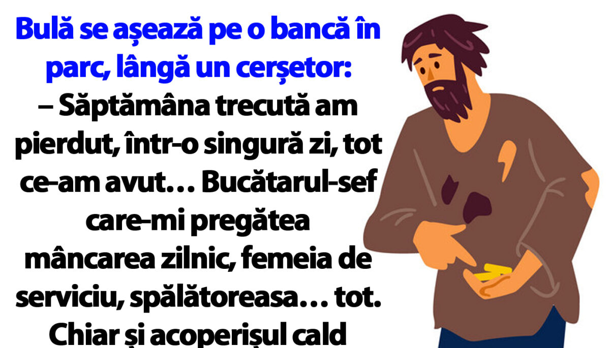 Imagine Stire BANC | Bulă se așează pe o bancă în parc, lângă un cerșetor: „Săptămâna trecută am pierdut, într-o singură zi, tot ce-am avut” | 2review.ro