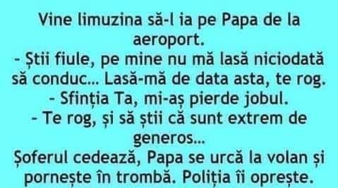 Imagine Stire BANC | Vine limuzina să-l ia pe Papa de la aeroport | 2review.ro