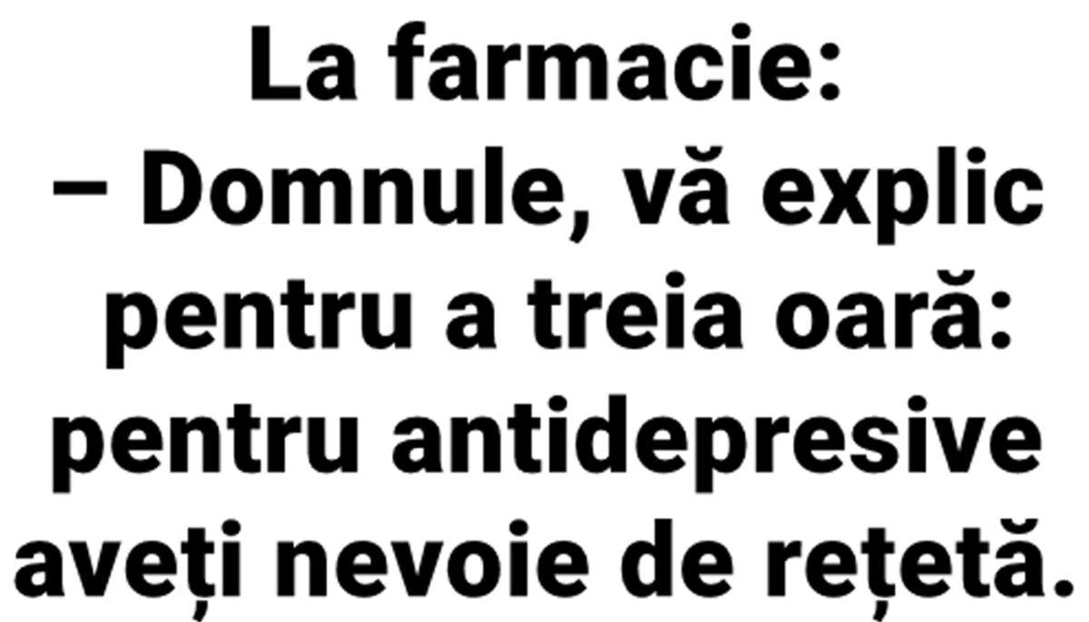 Imagine Stire BANC | La farmacie: „Vă explic pentru a treia oară: Pentru antidepresive aveți nevoie de rețetă!” | 2review.ro