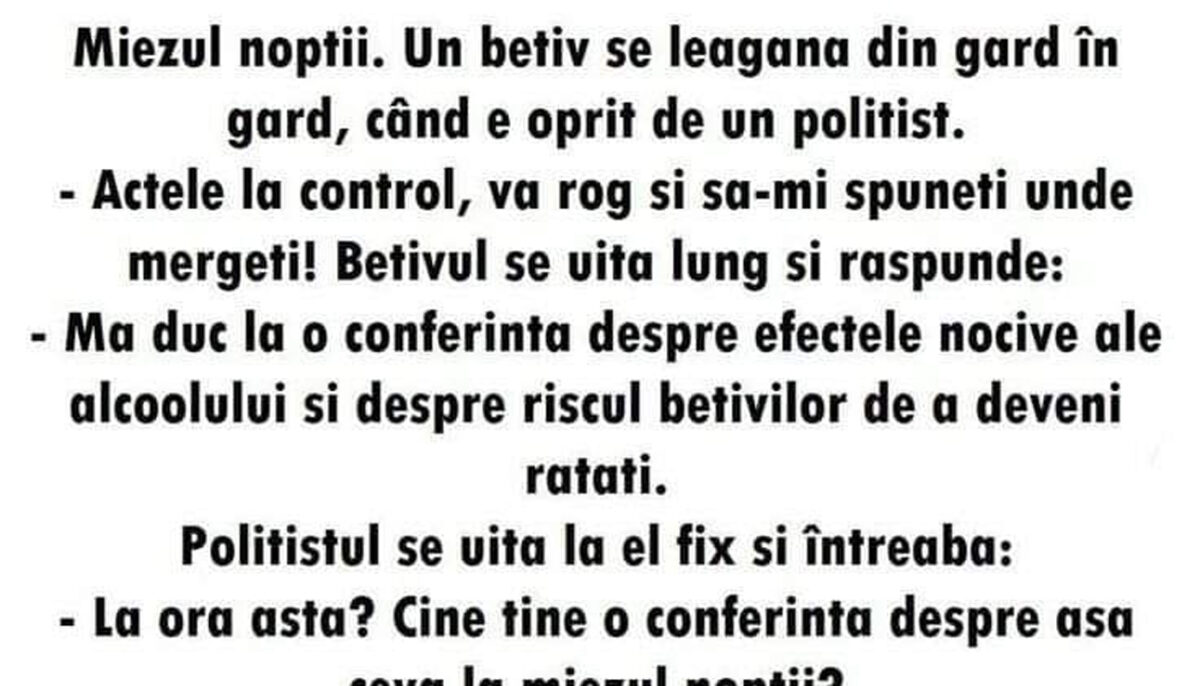 Imagine Stire BANC | Miezul nopții. Un bețiv se leagănă din gard în gard, când e oprit de un polițist | 2review.ro