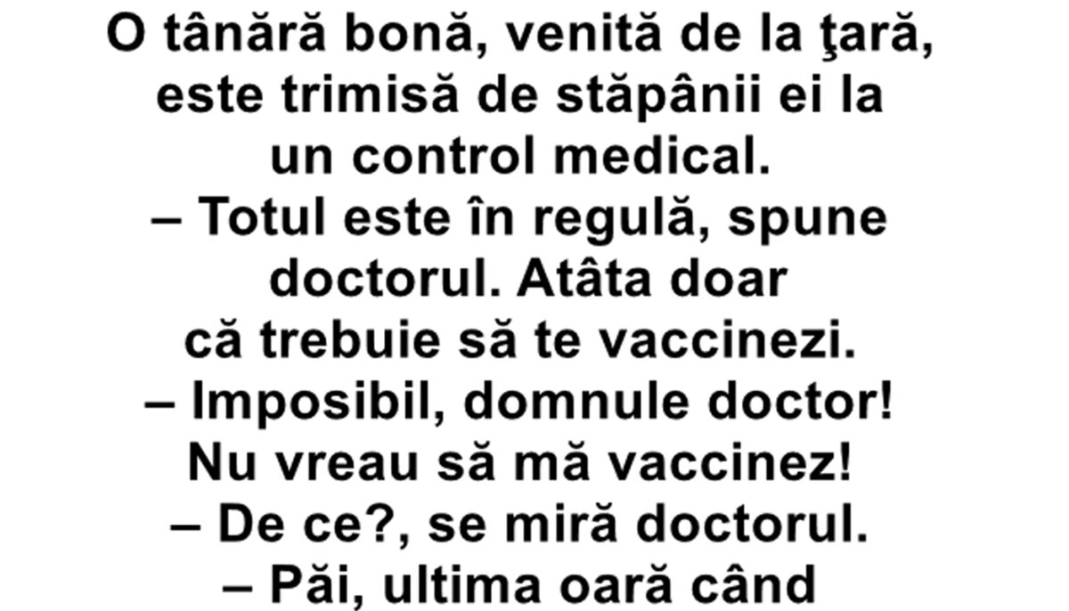 Imagine Stire BANC | O tânără bonă, venită de la țară, e trimisă de șefii ei la un control medical | 2review.ro