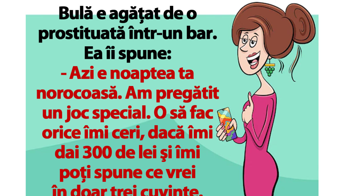 Imagine Stire BANC | Bulă e agăţat de o prostituată într-un bar: „Azi e noaptea ta norocoasă. Am pregătit un joc special” | 2review.ro