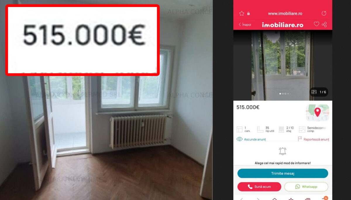 Orașul din România în care o garsonieră a fost scoasă la vânzare cu 515.000 de euro. Ce s-a întâmplat, de fapt