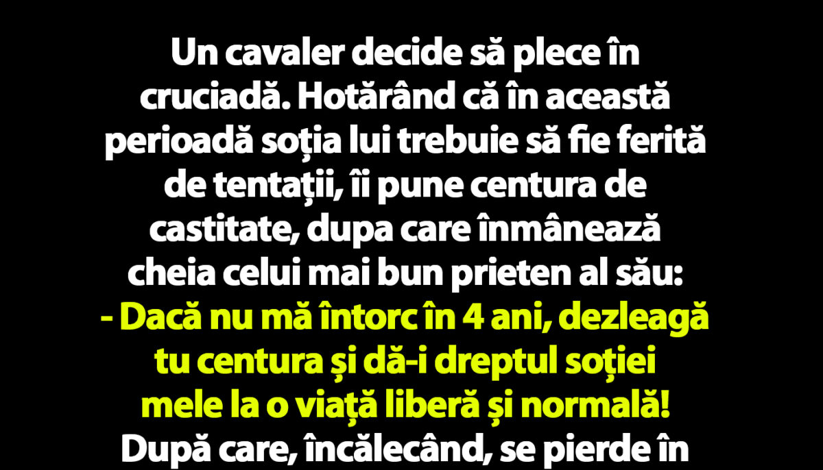 Imagine Stire BANC | Un cavaler pleacă în cruciadă și îi pune soției lui centura de castitate | 2review.ro