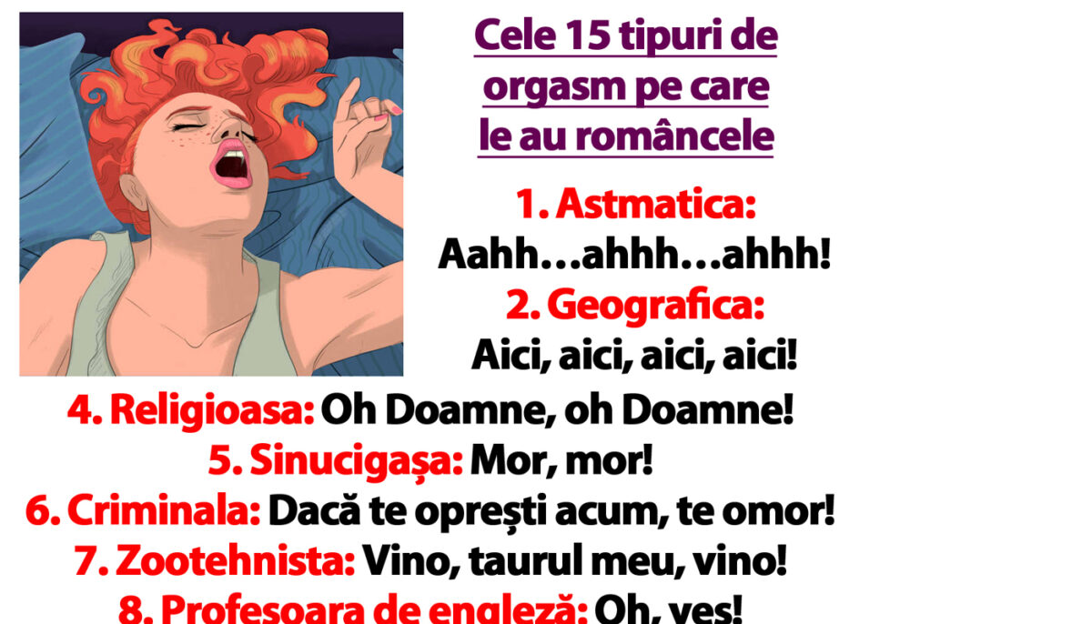 Imagine Stire Bancul începutului de săptămână | Cele 15 tipuri de orgasm pe care le au româncele | 2review.ro