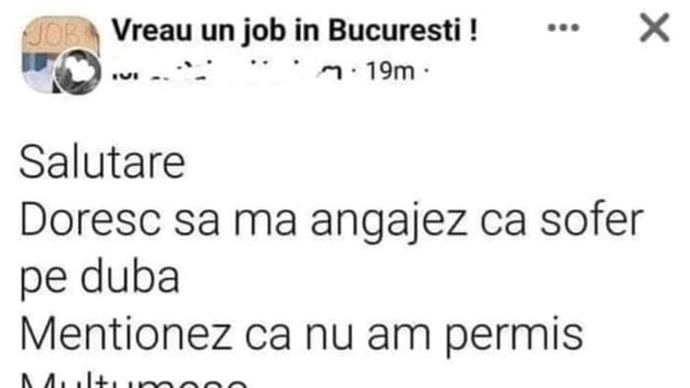 Râzi cu lacrimi! „Salutare! Doresc să mă angajez ca şofer pe dubă. Menţionez că nu am permis”. Ce i-a răspuns un angajator