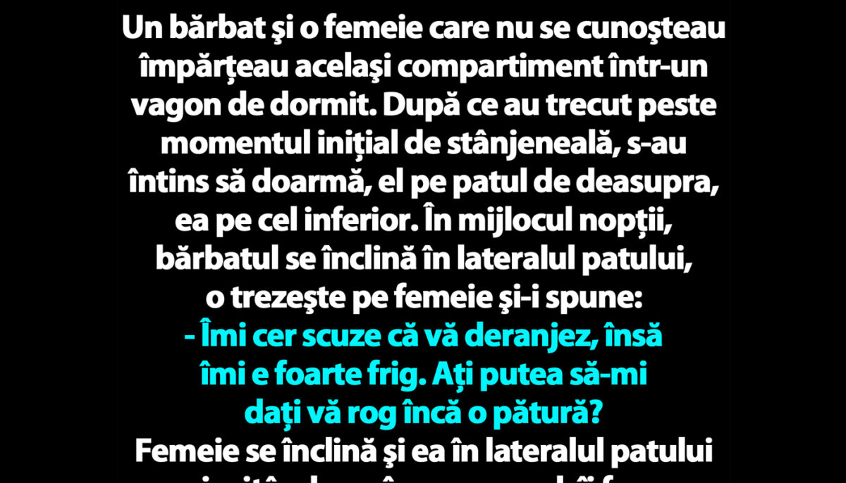 Imagine Stire BANC | Un bărbat şi o femeie care nu se cunoşteau împărţeau acelaşi compartiment într-un vagon de dormit | 2review.ro