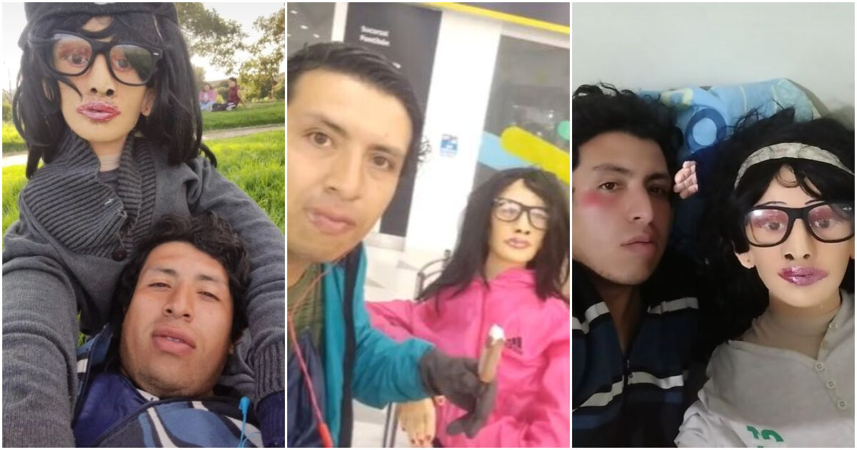 Bărbatul din imagine s-a săturat să fie singur și vrea să se căsătorească cu o păpușă din cârpă! Susține că are, deja, doi „copii” cu ea