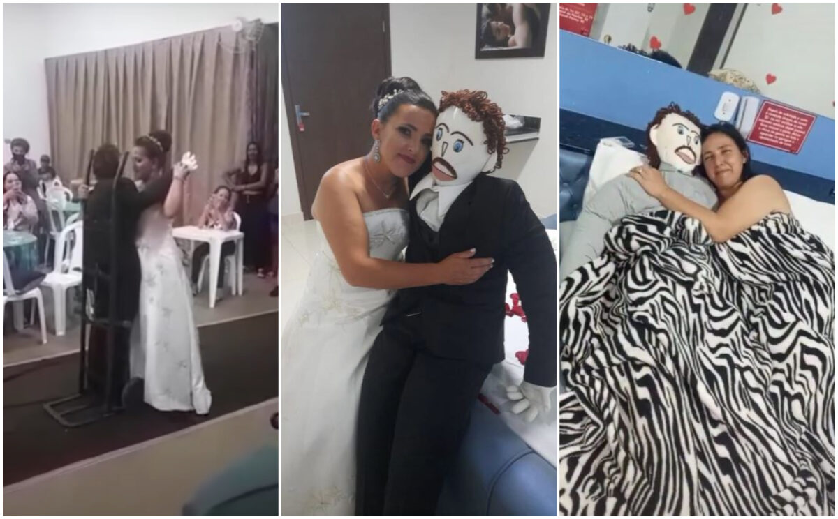 Femeia din imagine s-a căsătorit cu o păpuşă din cârpă! A făcut nuntă mare: „Toate femeile mă invidiază”