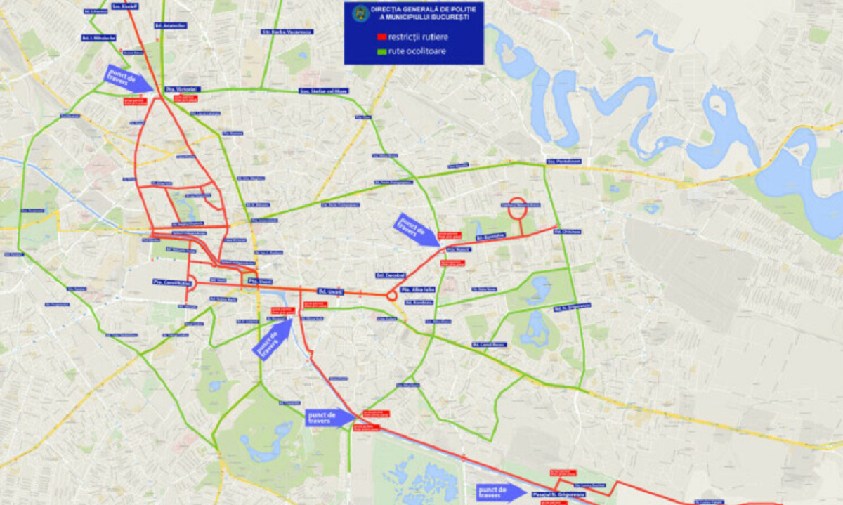 Restricții de circulație în Capitală, în weekend. Zonele pe care trebuie să le evite șoferii