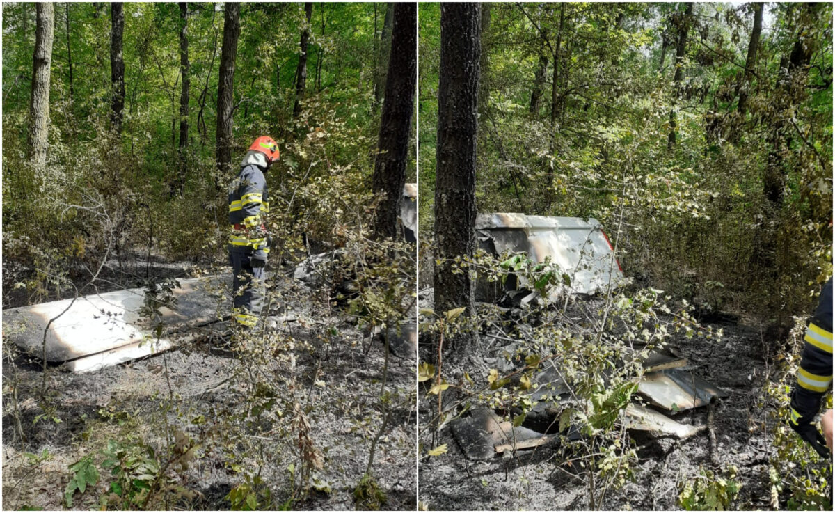 Tragedie în Giurgiu. Două persoane au murit, după ce un avion s-a prăbușit