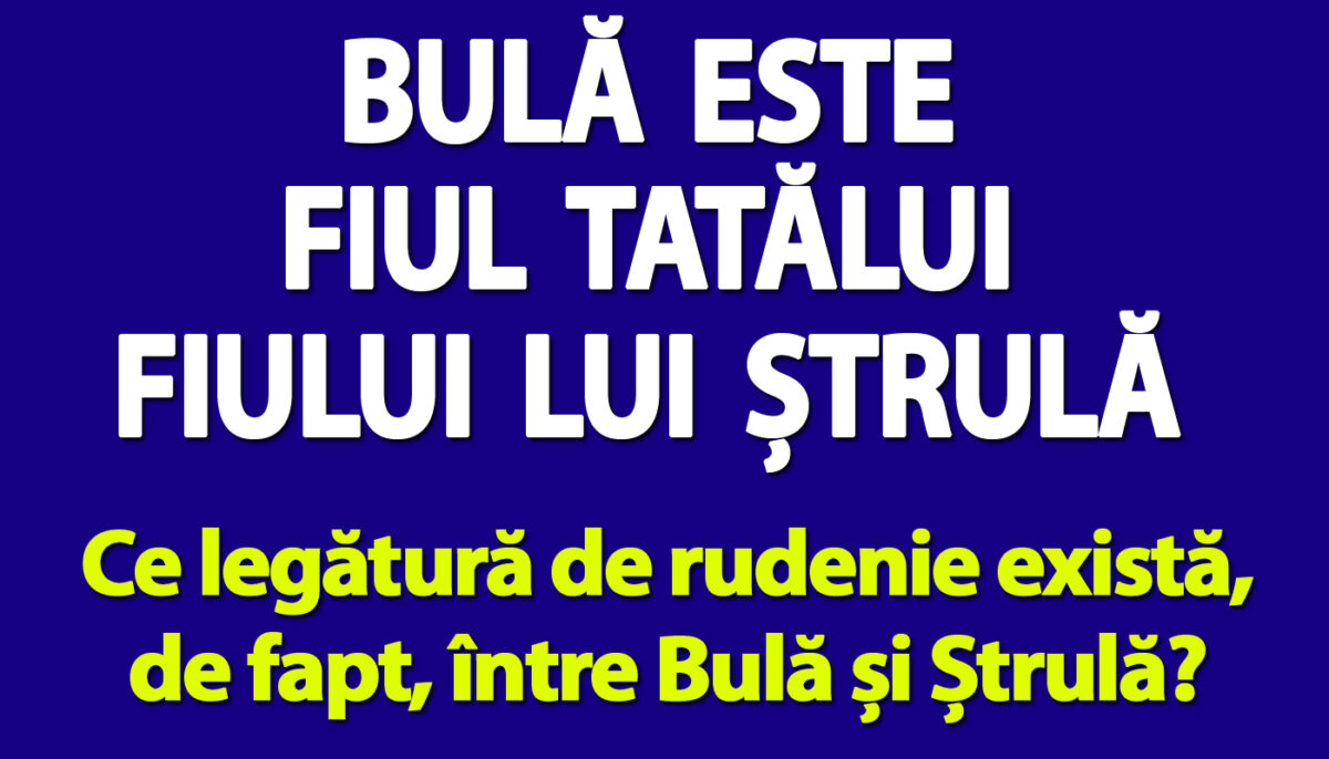 Test de logică | Bulă este fiul tatălui fiului lui Ștrulă. Ce legătură de rudenie există, de fapt, între Bulă și Ștrulă?