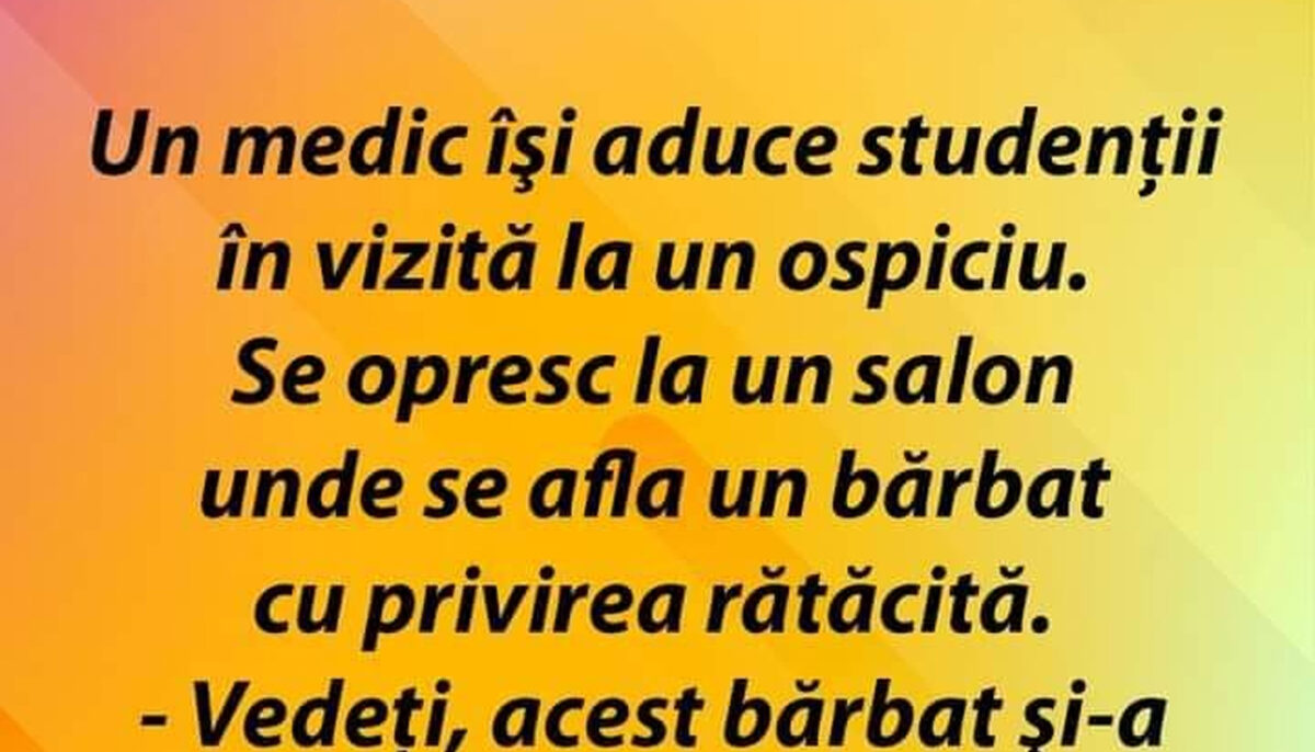 Imagine Stire BANC | Un medic își aduce studenții în vizită la un ospiciu. Se află la un salon unde se află un bărbat cu privirea rătăcită | 2review.ro