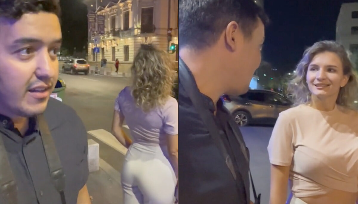 Imagini virale cu un turist din SUA! Cum a „agățat” o româncă în București: „E primea mea noapte în România. Vrei să mă..”