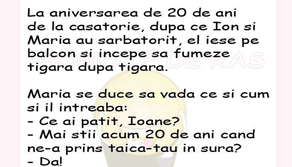 Imagine Stire BANCUL ZILEI | La aniversarea a 20 de ani de la căsătorie, Ion iese pe balcon și fumează țigară după țigară | 2review.ro