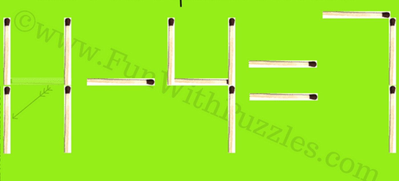 Test cu chibrituri | Mutați un singur băț pentru a corecta egalitatea: 4-4=7