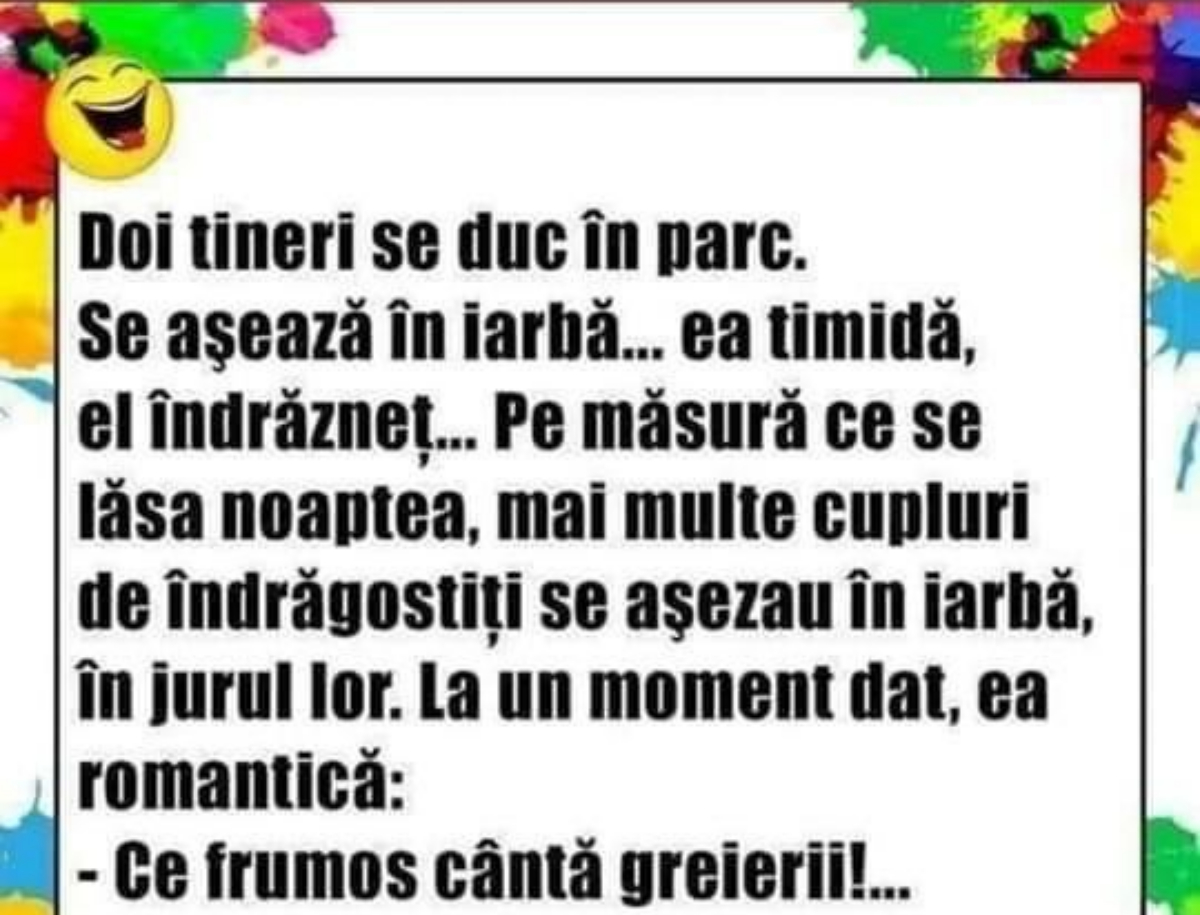 Imagine Stire Bancul de joi. Doi tineri se duc în parc: „Ce frumos cântă greierii” | 2review.ro
