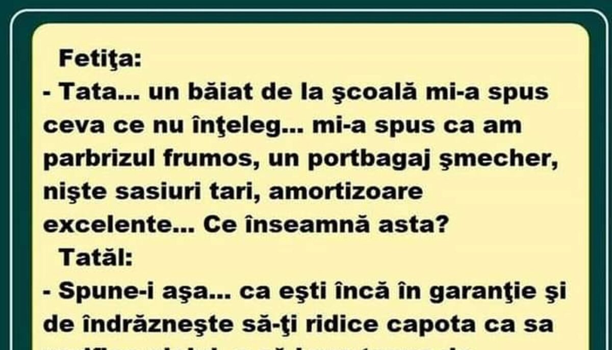 Imagine Stire Bancul zilei | „Tata, un băiat de la școala mi-a spus că am parbrizul mișto” | 2review.ro