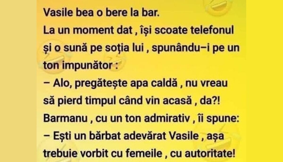 Imagine Stire BANCUL ZILEI |  Vasile bea la bar. La un moment dat, își scoate telefonul și o sună pe soția | 2review.ro